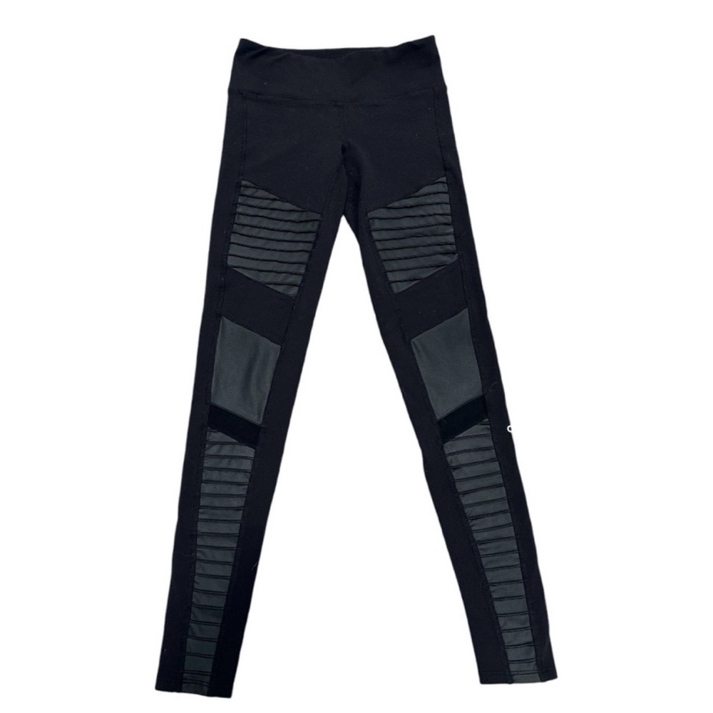 ALO Yoga Black Paneled Moto Leggings